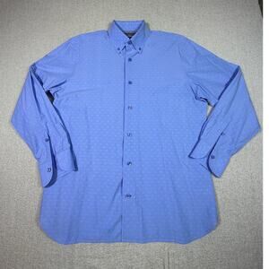 Canclini Men’s Medium Blue Long Sleeve Button Front Italian Cotton Dress Shirt